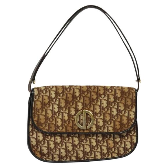 DIOR Trotter Canvas Shoulder Bag Brown Gold - Picture 1 of 12